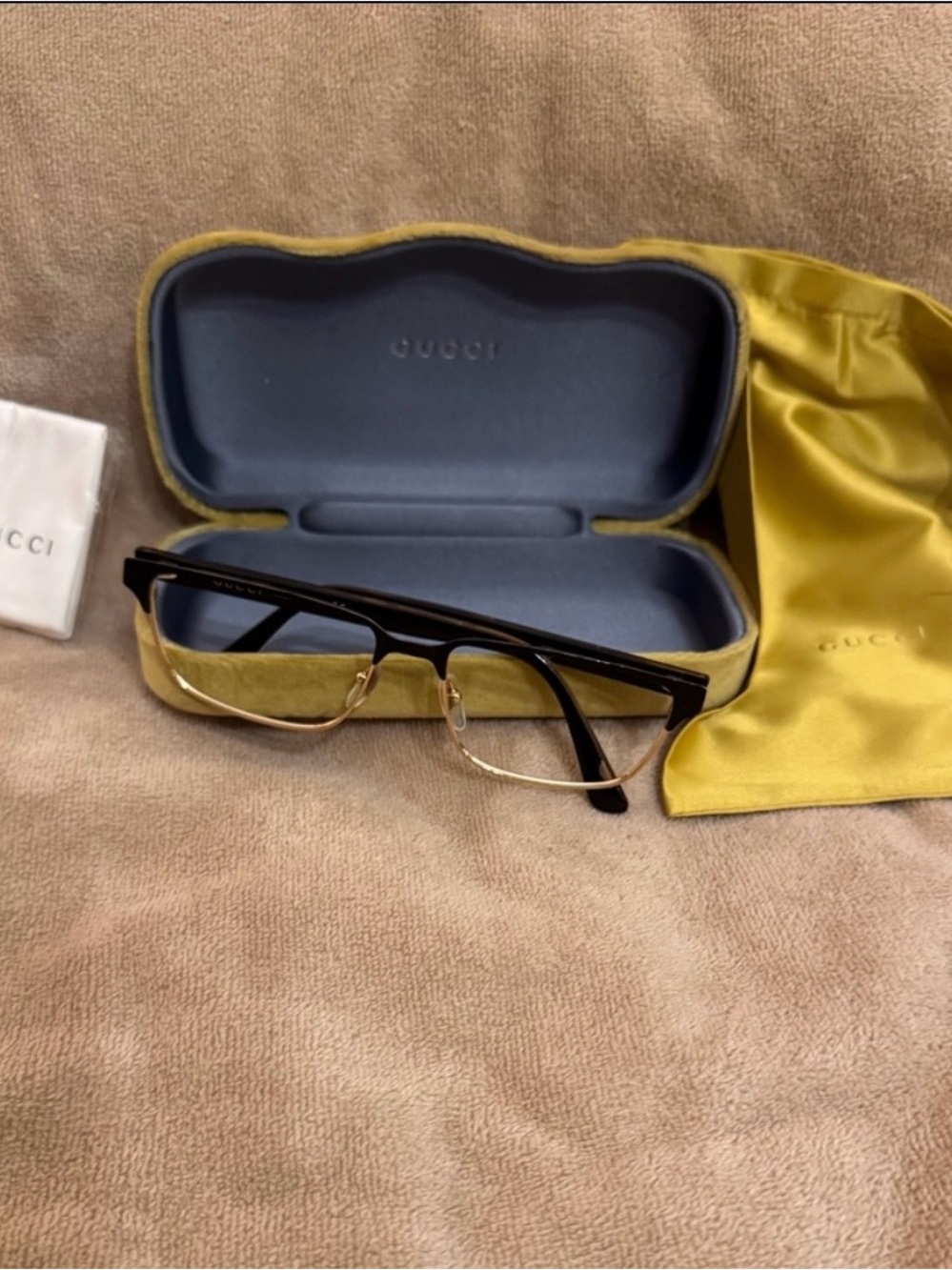 Gucci Black and Gold Semi-Rimless Glasses